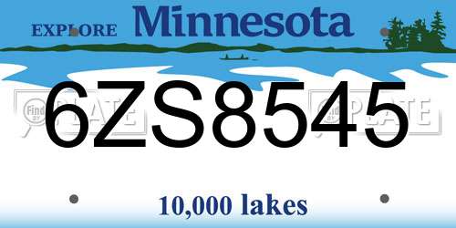 6ZS8545 Minnesota License Plate