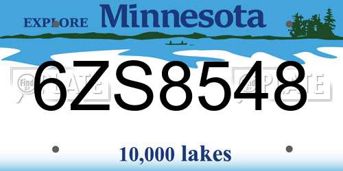 6ZS8548 Minnesota License Plate