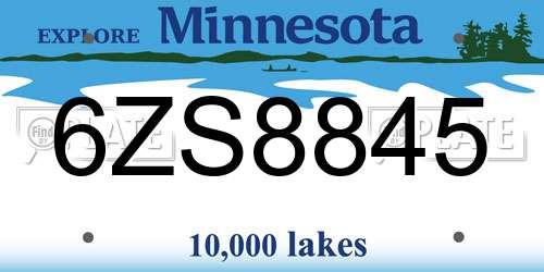 6ZS8845 Minnesota License Plate