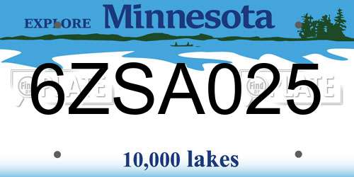 6ZSA025 Minnesota License Plate