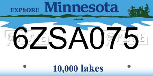 6ZSA075 Minnesota License Plate