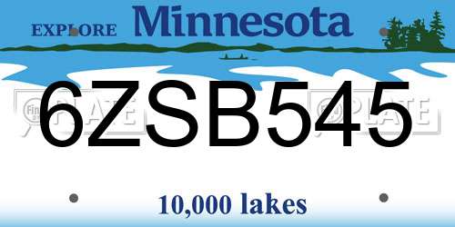 6ZSB545 Minnesota License Plate