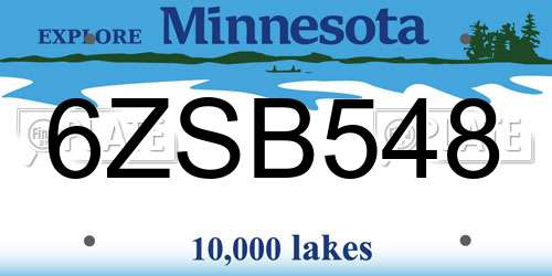 6ZSB548 Minnesota License Plate