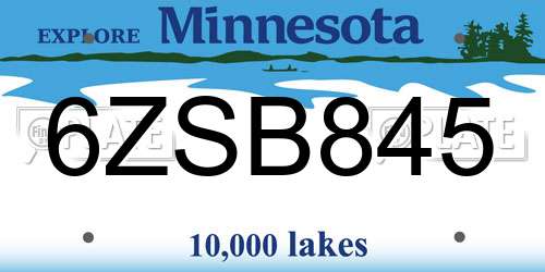 6ZSB845 Minnesota License Plate