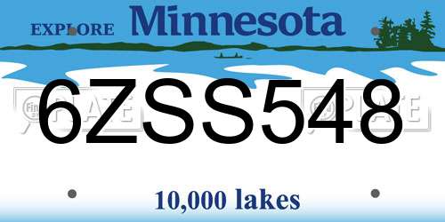 6ZSS548 Minnesota License Plate
