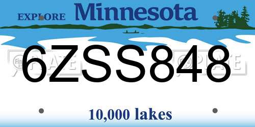6ZSS848 Minnesota License Plate