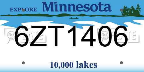 6ZT1406 Minnesota License Plate