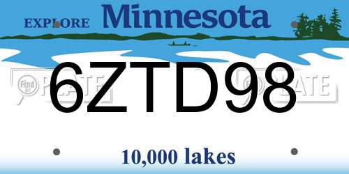 6ZTD98 Minnesota License Plate
