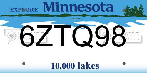 6ZTQ98 Minnesota License Plate