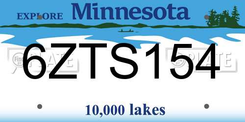 6ZTS154 Minnesota License Plate
