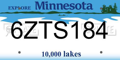6ZTS184 Minnesota License Plate