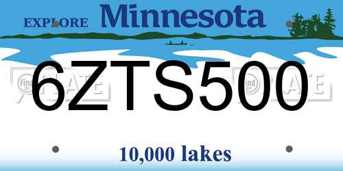 6ZTS500 Minnesota License Plate