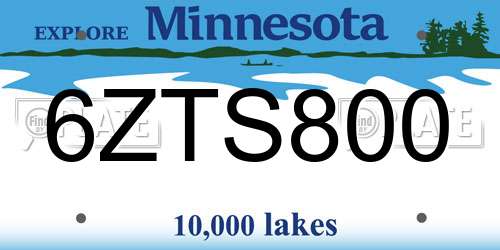 6ZTS800 Minnesota License Plate
