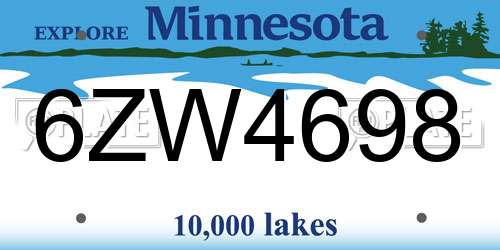 6ZW4698 Minnesota License Plate