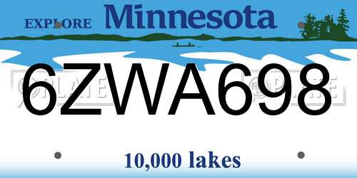 6ZWA698 Minnesota License Plate