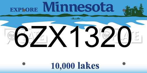 6ZX1320 Minnesota License Plate