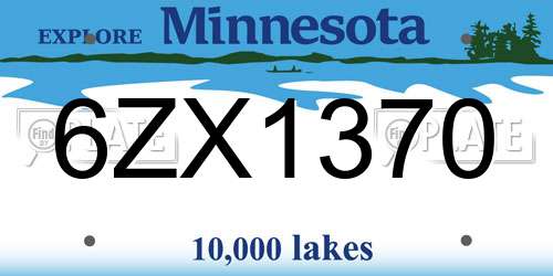 6ZX1370 Minnesota License Plate