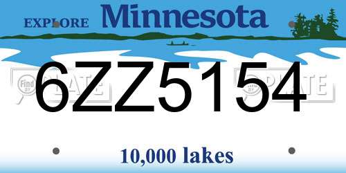6ZZ5154 Minnesota License Plate