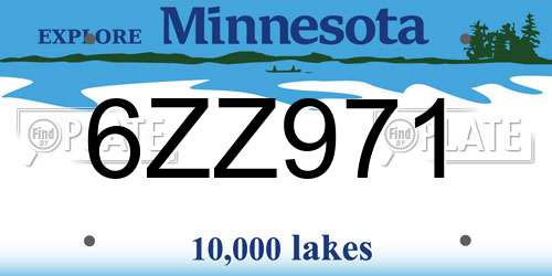 6ZZ971 Minnesota License Plate