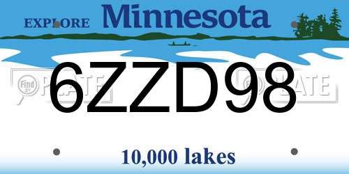 6ZZD98 Minnesota License Plate