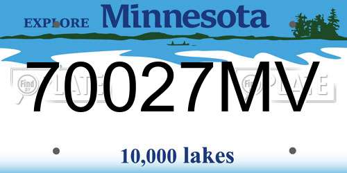 70027MV Minnesota License Plate