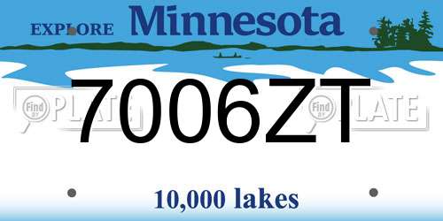 7006ZT Minnesota License Plate