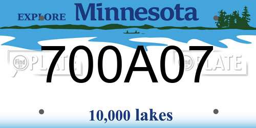 700A07 Minnesota License Plate