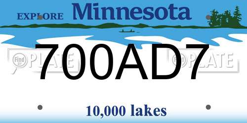 700AD7 Minnesota License Plate