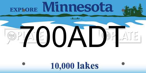 700ADT Minnesota License Plate
