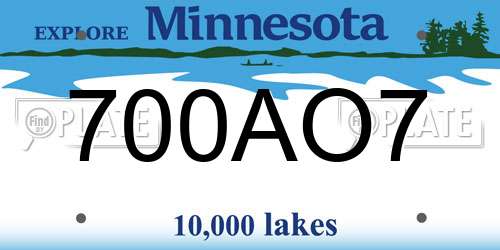 700AO7 Minnesota License Plate