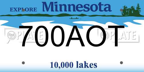 700AOT Minnesota License Plate