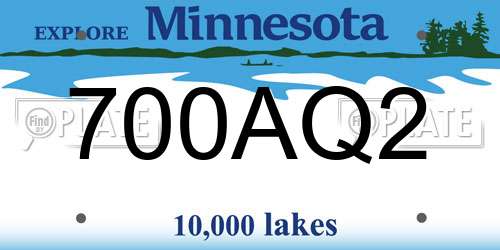 700AQ2 Minnesota License Plate