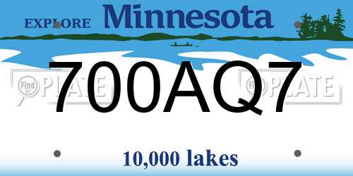 700AQ7 Minnesota License Plate