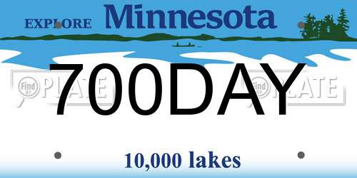 700DAY Minnesota License Plate
