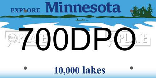 700DPO Minnesota License Plate