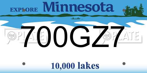 700GZ7 Minnesota License Plate