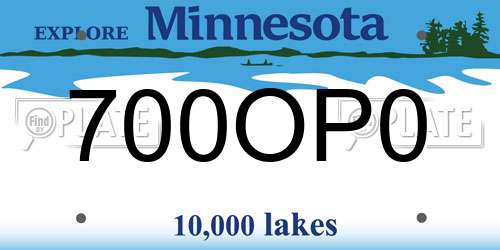 700OP0 Minnesota License Plate
