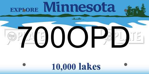 700OPD Minnesota License Plate