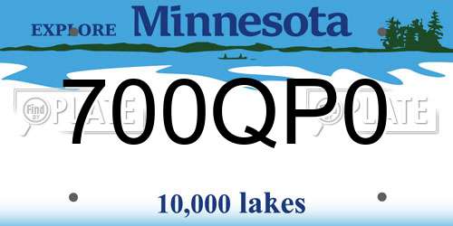 700QP0 Minnesota License Plate
