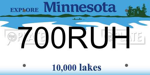 700RUH Minnesota License Plate