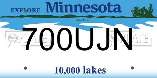700UJN Minnesota License Plate