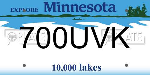 700UVK Minnesota License Plate