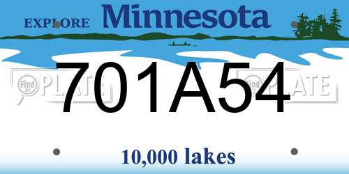 701A54 Minnesota License Plate