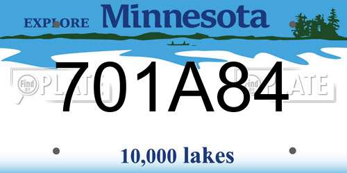 701A84 Minnesota License Plate