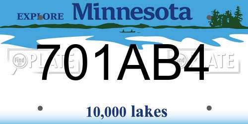 701AB4 Minnesota License Plate