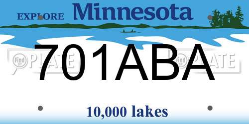 701ABA Minnesota License Plate