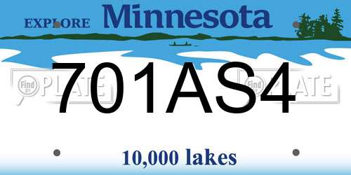 701AS4 Minnesota License Plate