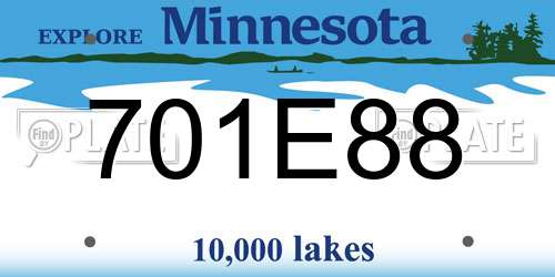 701E88 Minnesota License Plate