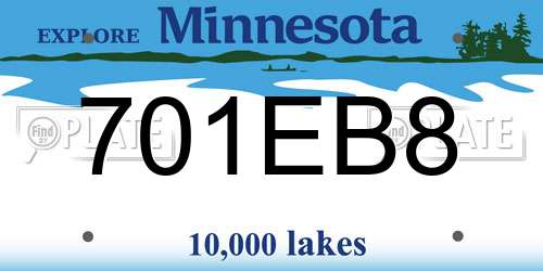701EB8 Minnesota License Plate