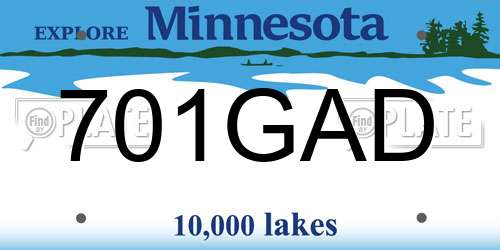 701GAD Minnesota License Plate
